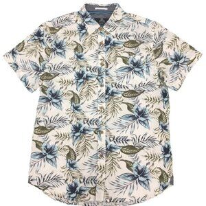 MBX Mens Hawaiian Tropical Shirt White Floral Button Up Short Sleeve Small NEW